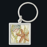 Multi-Colour Shell Party Key Ring<br><div class="desc">Charikilia Zarris is a talented artist know for her ocean artwork. Her images are peaceful and calm relaxing you with every picture. Get this nautical piece of artwork with a starfish and a Conch shell being the centre of it all, bordered with beautiful kelp. This image will look great on...</div>