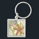 Multi-Colour Shell Party Key Ring<br><div class="desc">Charikilia Zarris is a talented artist know for her ocean artwork. Her images are peaceful and calm relaxing you with every picture. Get this nautical piece of artwork with a starfish and a Conch shell being the centre of it all, bordered with beautiful kelp. This image will look great on...</div>