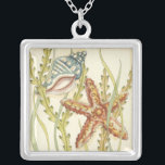 Multi-Colour Shell Party Silver Plated Necklace<br><div class="desc">Charikilia Zarris is a talented artist know for her ocean artwork. Her images are peaceful and calm relaxing you with every picture. Get this nautical piece of artwork with a starfish and a Conch shell being the centre of it all, bordered with beautiful kelp. This image will look great on...</div>