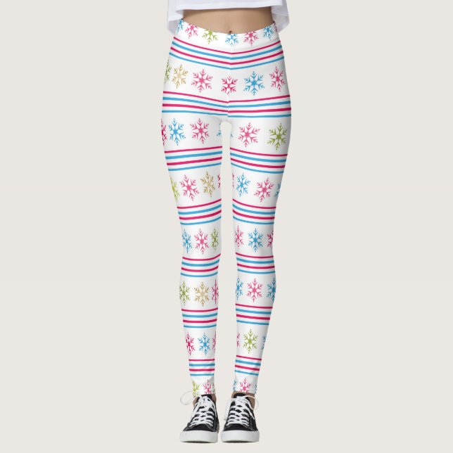 Multi Colour Snowflakes Leggings (Front)