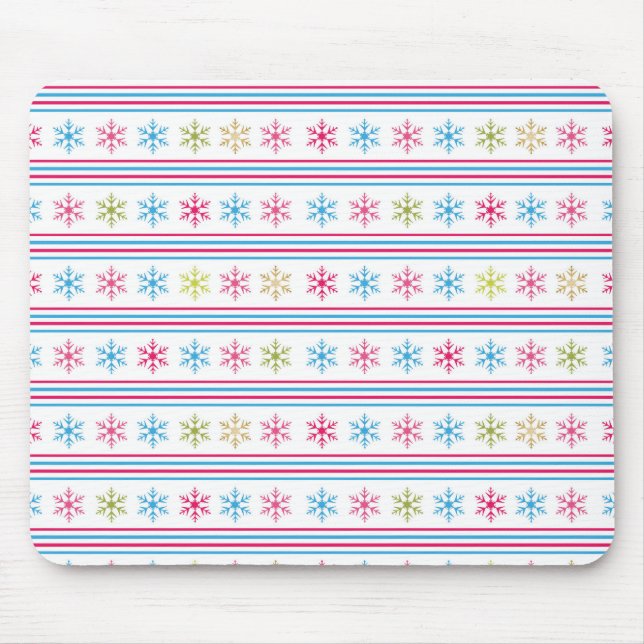 Multi Colour Snowflakes Mouse Pad (Front)