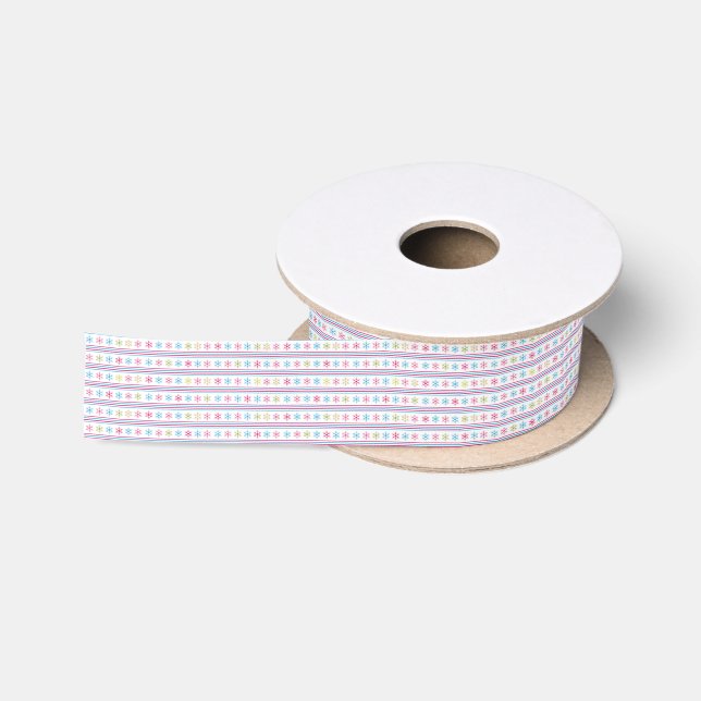 Multi Colour Snowflakes Satin Ribbon (Spool)