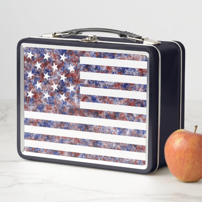 Multi Colour Star-Spangled Banner America Flag Metal Lunch Box (In Situ)