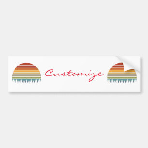 Multi-colour striped sun with trees Thunder_Cove Bumper Sticker