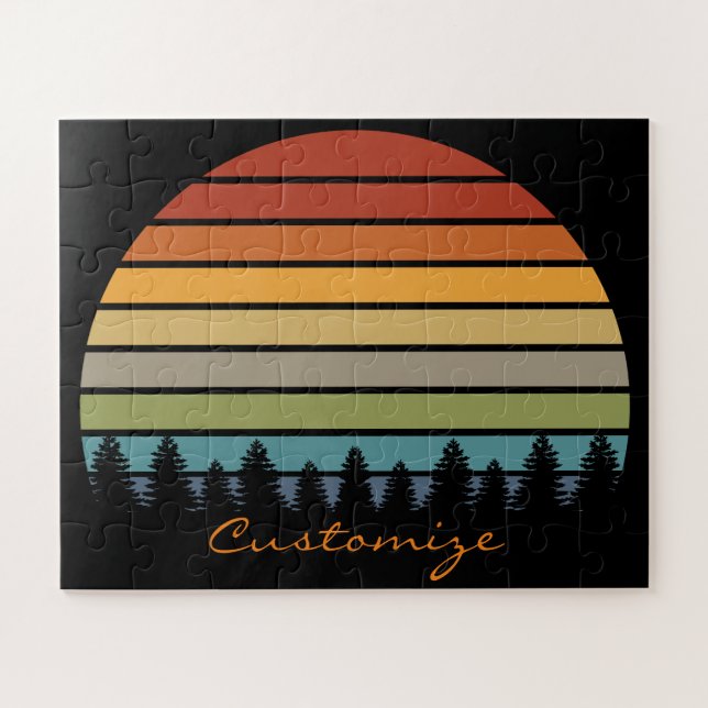 Multi-colour striped sun with trees Thunder_Cove Jigsaw Puzzle (Horizontal)