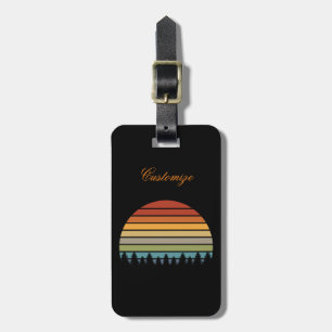 Multi-colour striped sun with trees Thunder_Cove Luggage Tag