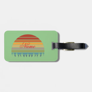 Multi-colour striped sun with trees Thunder_Cove Luggage Tag