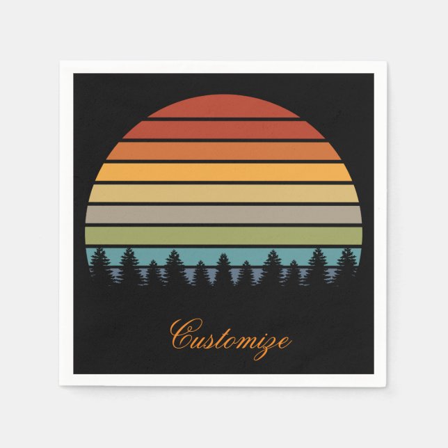 Multi-colour striped sun with trees Thunder_Cove Napkin (Front)
