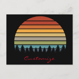 Multi-colour striped sun with trees Thunder_Cove Postcard