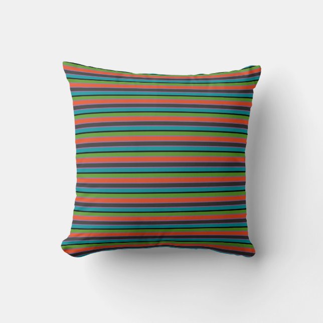 Multi-colour Stripes Halloween Fall / Autumn Cushion (Front)