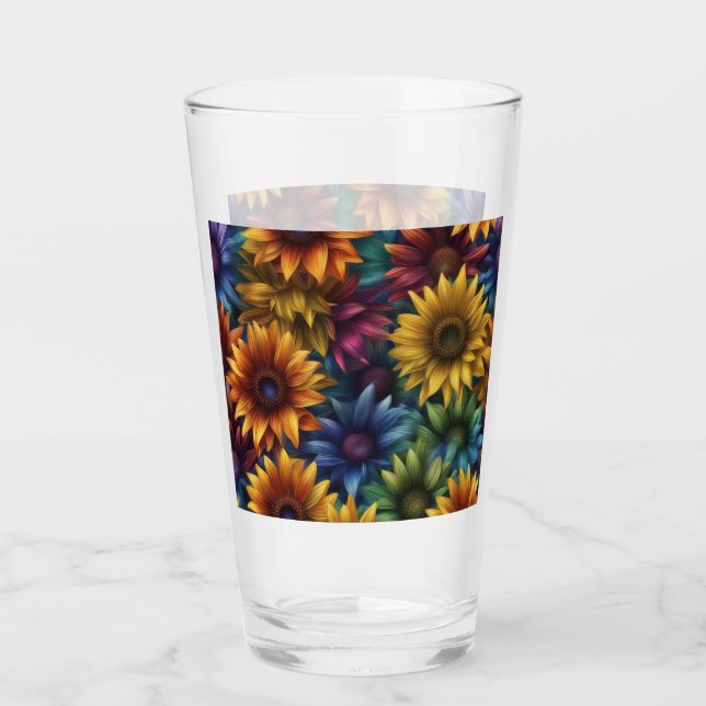 Multi-Colour Sunflowers  #4 Glass (Front)