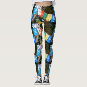 multi-colour tibetan prayer flag leggings