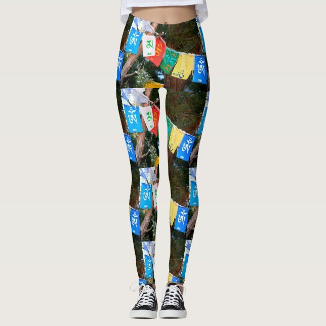 multi-colour tibetan prayer flag leggings (Front)