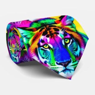 Multi-colour Tiger Big Cat Pattern Tie