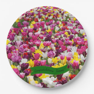 Multi Colour Tulips Paper Plates