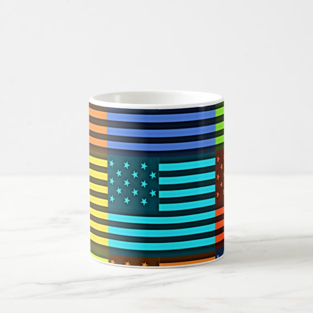 Multi-Colour USA Flag Chequered: Modern Abstract V Coffee Mug (Center)