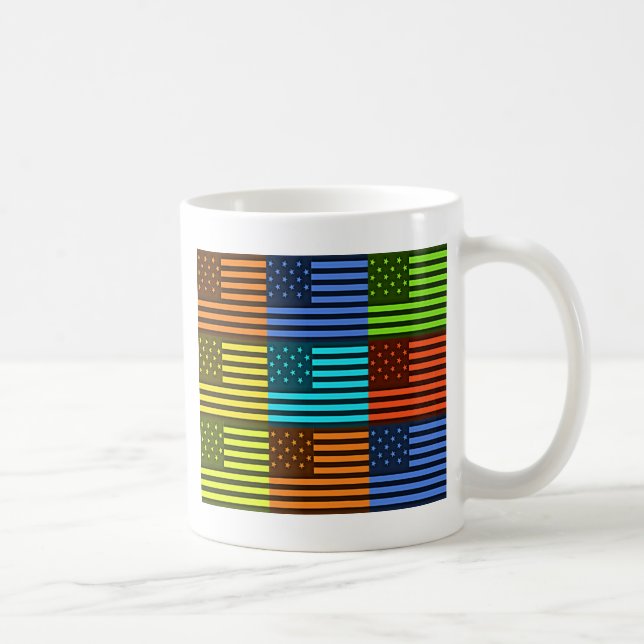 Multi-Colour USA Flag Chequered: Modern Abstract V Coffee Mug (Right)