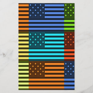 Multi colour USA flag chequered vector pattern art