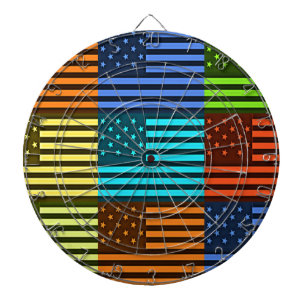 Multi colour USA flag chequered vector pattern art Dartboard
