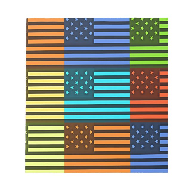 Multi colour USA flag chequered vector pattern art Notepad (Front)