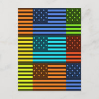 Multi colour USA flag chequered vector pattern art
