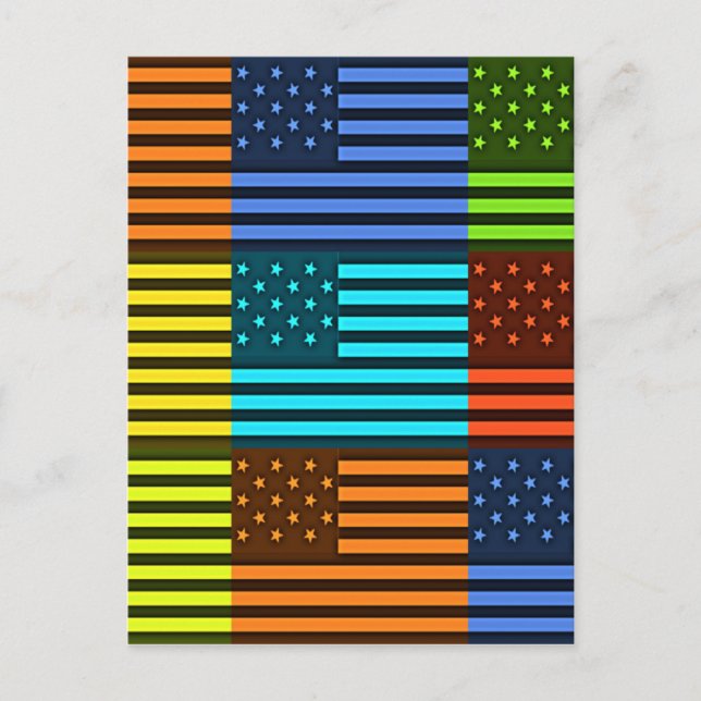 Multi colour USA flag chequered vector pattern art Postcard (Front)