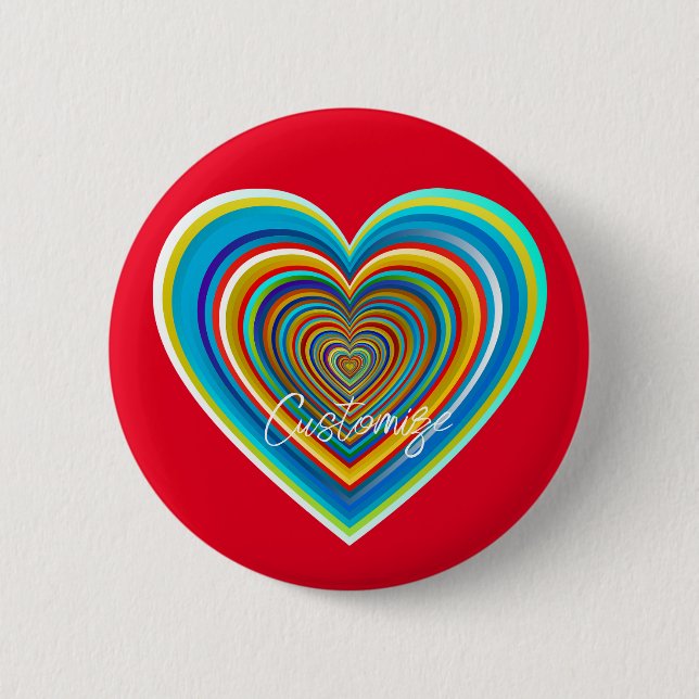 Multi-colour Valentine Heart Thunder_Cove 6 Cm Round Badge (Front)