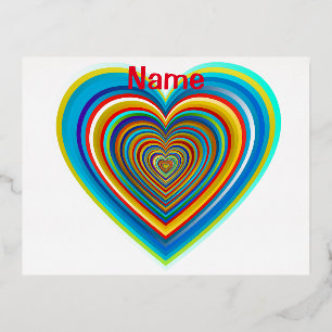 Multi-colour Valentine Heart Thunder_Cove Foil Holiday Postcard