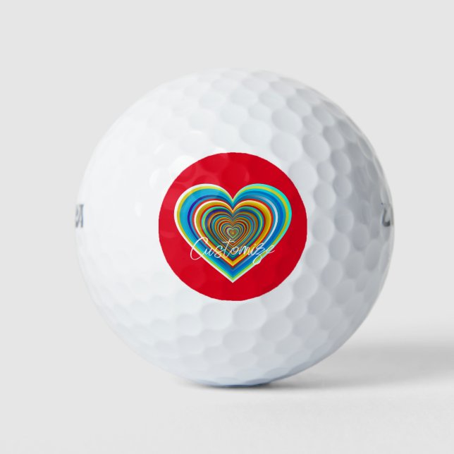 Multi-colour Valentine Heart Thunder_Cove Golf Balls (Front)