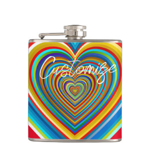 Multi-colour Valentine Heart Thunder_Cove  Hip Flask