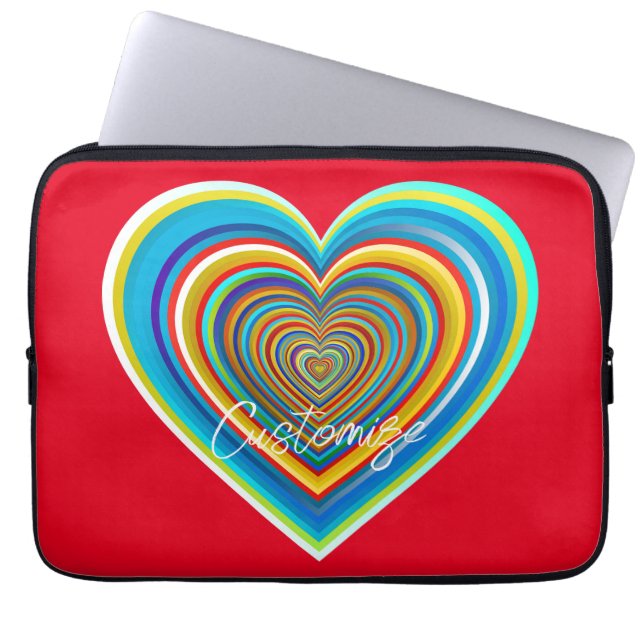 Multi-colour Valentine Heart Thunder_Cove Laptop Sleeve (Front)