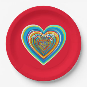 Multi-colour Valentine Heart Thunder_Cove Paper Plate
