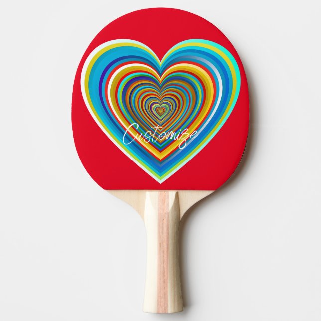Multi-colour Valentine Heart Thunder_Cove Ping Pong Paddle (Front)