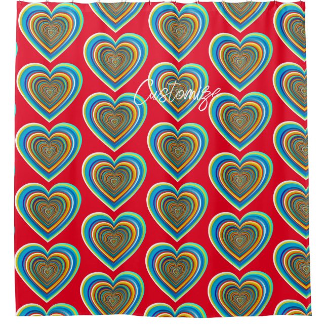 Multi-colour Valentine Heart Thunder_Cove Shower Curtain (Front)