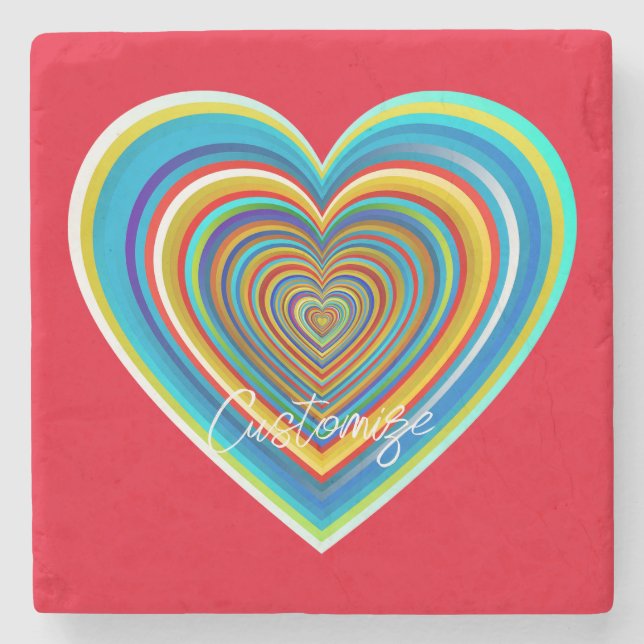 Multi-colour Valentine Heart Thunder_Cove Stone Coaster (Front)
