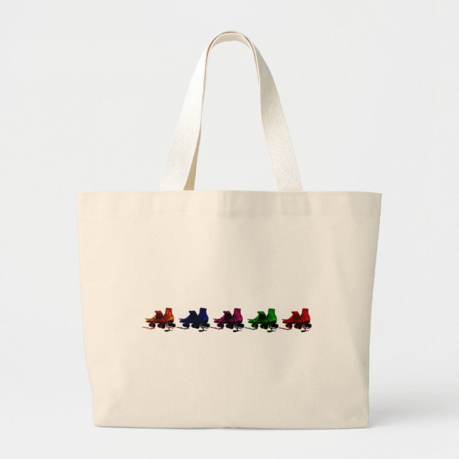 Multi Colour Vintage Roller Skates Large Tote Bag (Front)