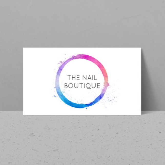 Multi-Colour Watercolor Painted Circle Logo Business Card (Creator Uploaded)