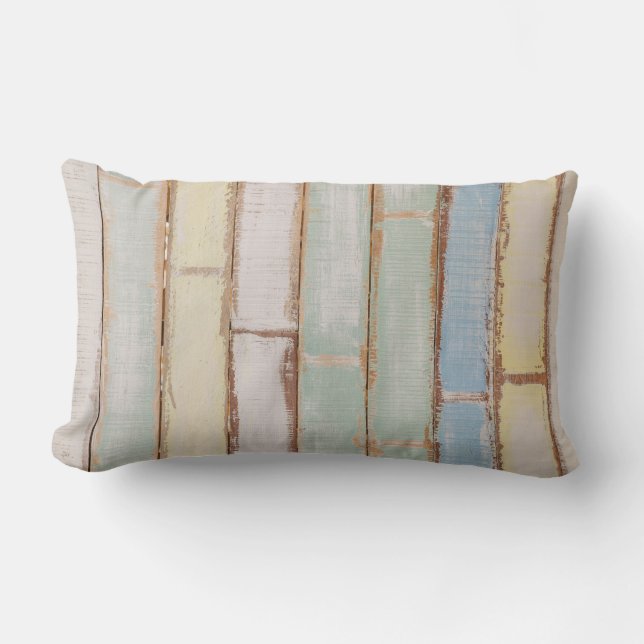 Multi-Colour Wooden Style Lumbar Cushion (Front)