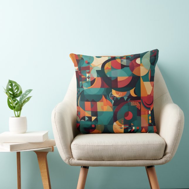 Multi-Coloured Abstract Art Throw Pillow 20"x20" (Chair)