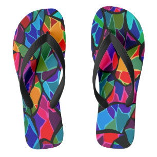 Multi-coloured abstract jandals