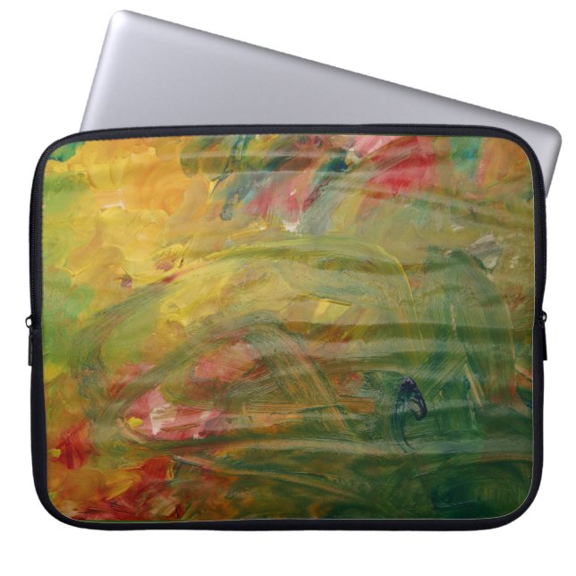 Multi coloured abstract on a laptop sleeve (Front)