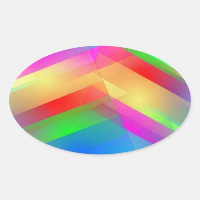 Multi-Coloured Abstract Oval Sticker (Front)