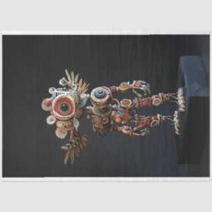 Multi coloured abstract robot decoupage  tissue paper