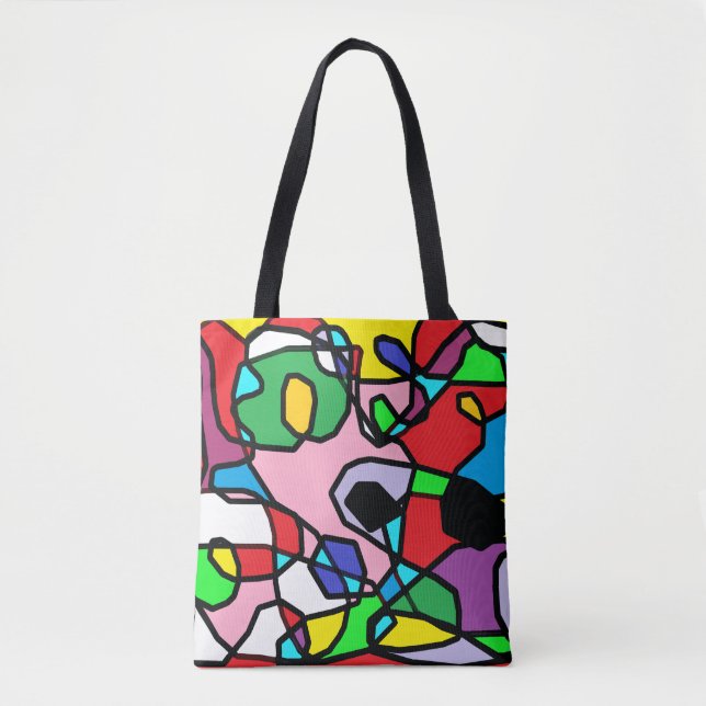 Multi Coloured Abstract Tote Bag (Front)