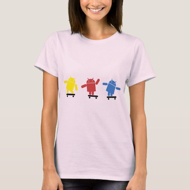 Multi Coloured Android Skateboarder T-Shirt (Front)