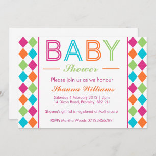 Multi-Coloured Argyle Baby Shower Invitation