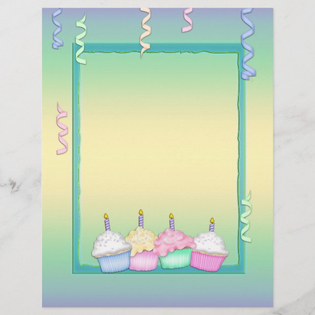 Multi-coloured Birthday Cupcakes Letterhead (Front)
