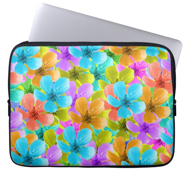 Multi Coloured Blossoms, Laptop Sleeve (Front)