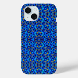 Multi-coloured blue ornament abstract iPhone 15 case