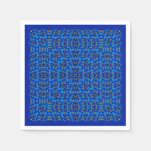 Multi-coloured blue ornament abstract napkin